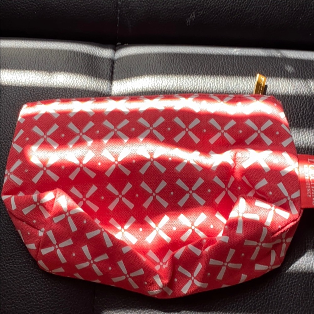 Pink and white pouch